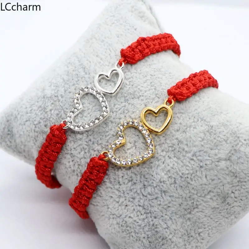 

Wholesale 20pcs Fashion Love Heart Adjustable Bracelet Lucky Red String Rope Braided Bracelets Couples Women Men Jewelry Gift