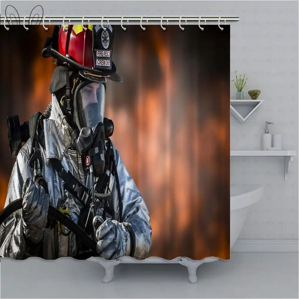 Fireman Firefighter Pattern Showre Curtain Eco Friendly Waterproof Fabric Bathroom Shower Curtain For Home Decor Waterproof Fabric Shower Curtain Shower Curtainshower Curtain Pattern Aliexpress