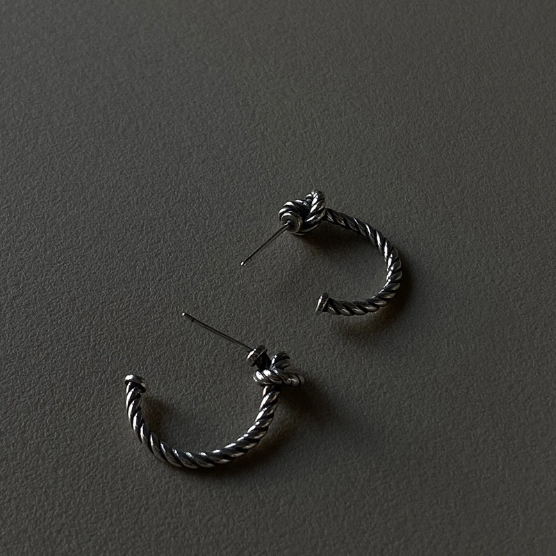 LouLeur, Настоящее серебро 925, завязанные серьги-гвоздики, элегантные, минималистичные, полукруглые серьги для женщин, модные, вечерние, ювелирное изделие, подарок для девушек