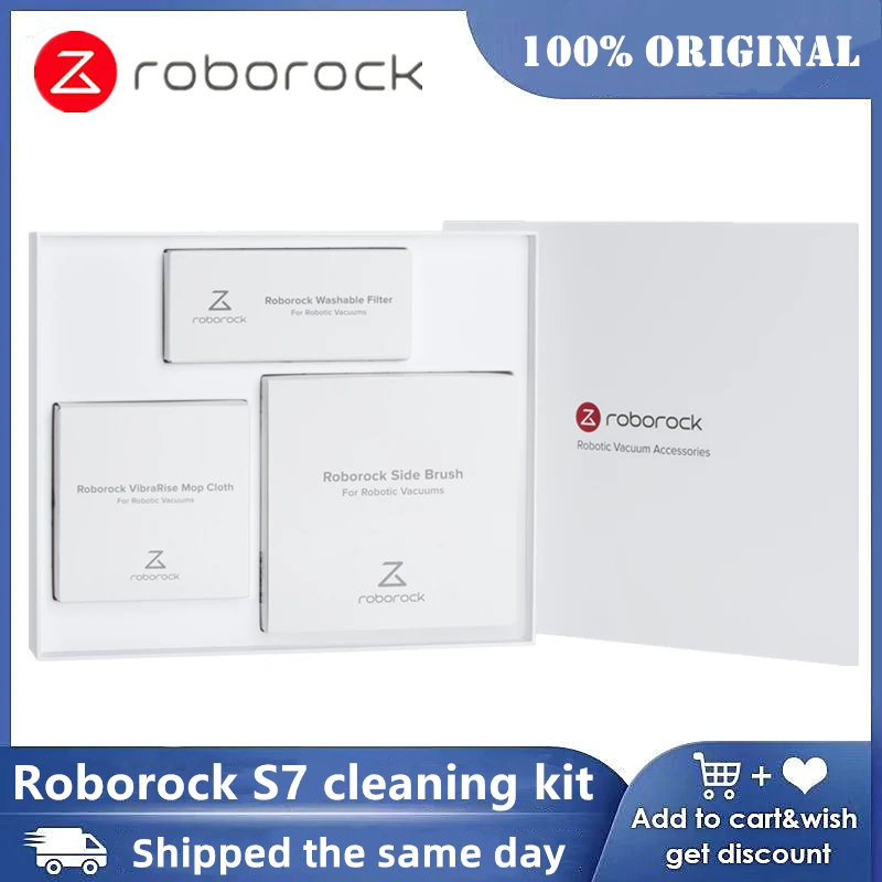 Original washable mop filter pentagonal side brush cleaning kit promotion suitable for Roborock vacuum sweeping robot S7 S75 | Бытовая