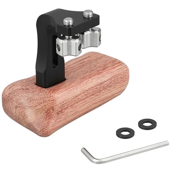 

Wooden Hand Grip Medium Size with 1/4 inch-20 Thumbscrew Knob Left Side for DSLR Camera Cage Rig