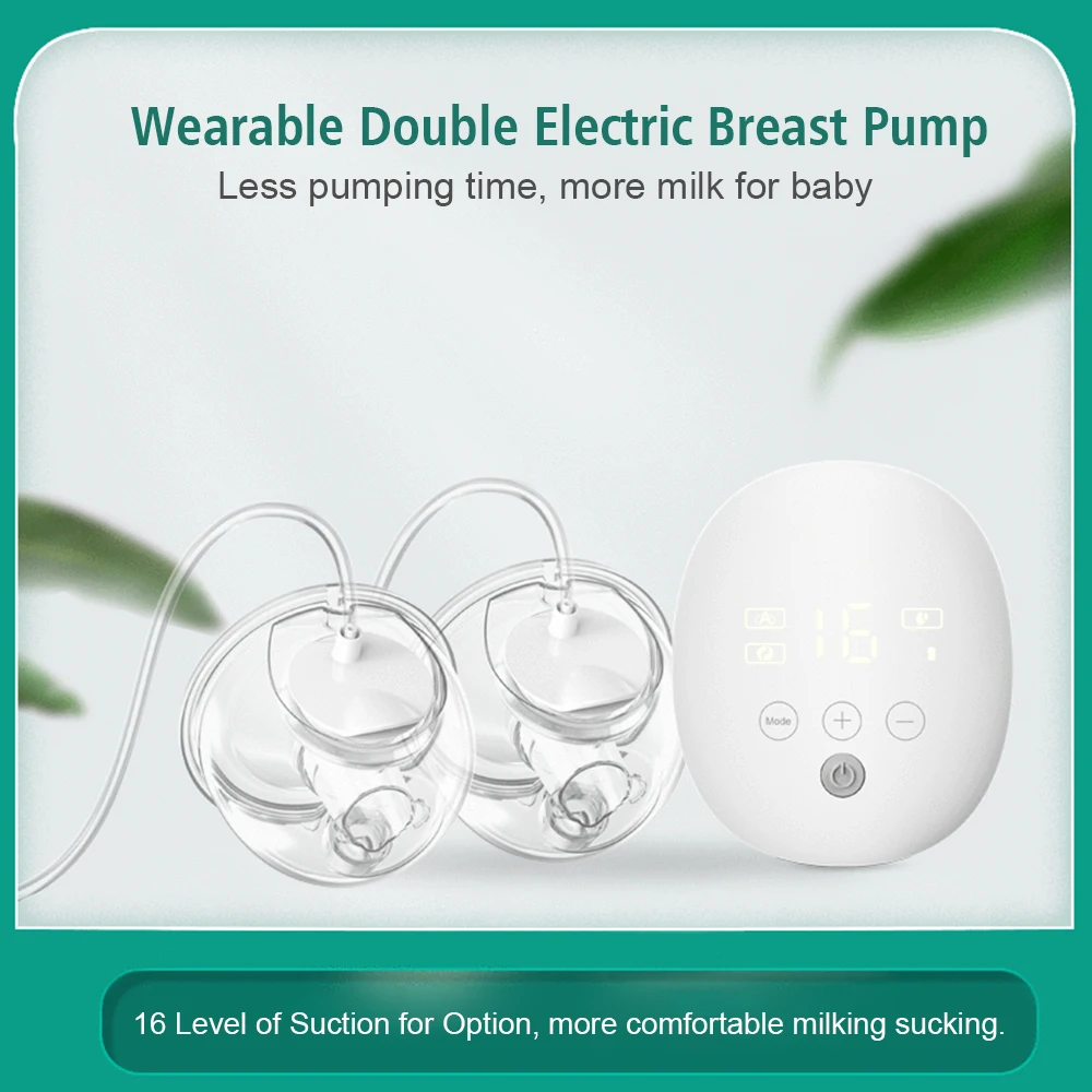 Double Electric Breast Pump Baby Accessories Wearable Silent Hands Free 3 Modes 16 Levels