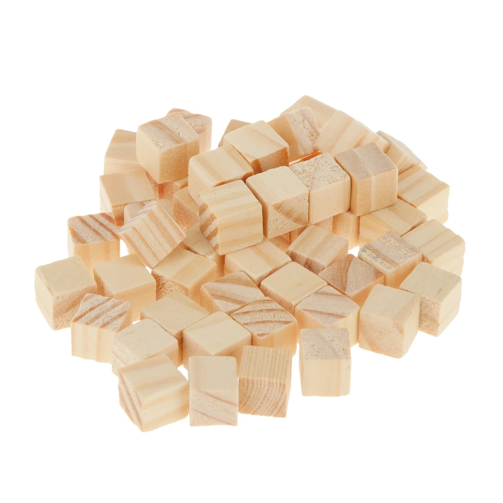 

Set of 50 Wooden Cubes Unfinished 1x1x1cm Blank Square Stamps Handmade Crafts
