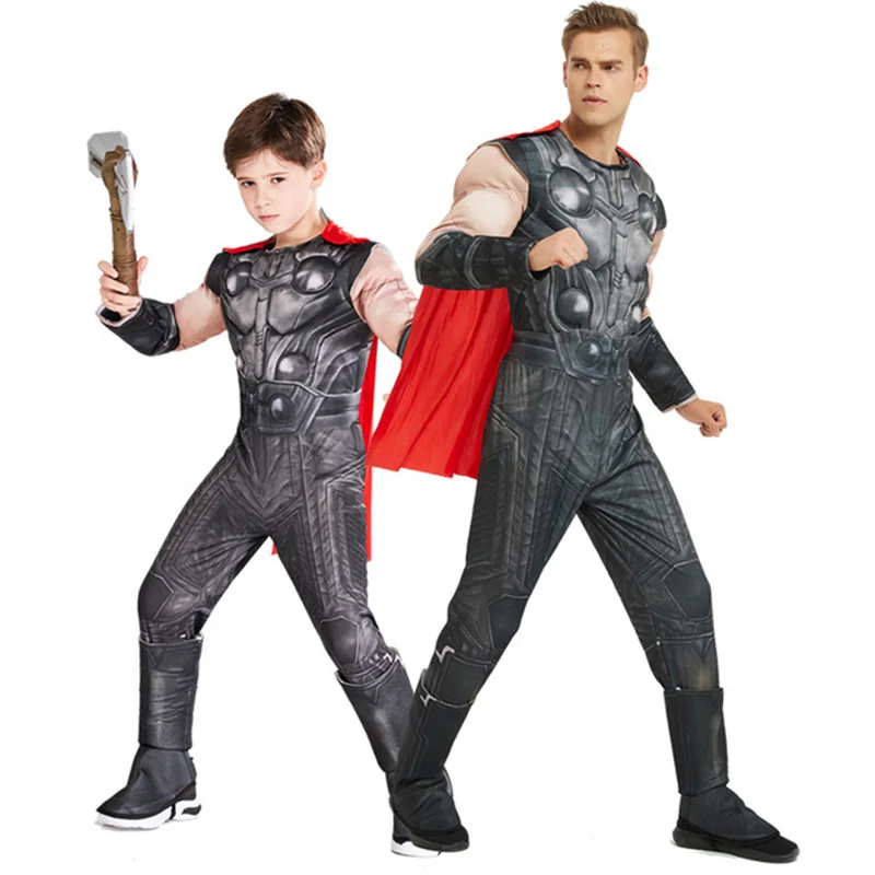 Тор, Мстители завершающей мышцы человек костюм для мальчиков костюмированная игра Тор Костюм, способный преодолевать Броды для взрослых Детский костюм супергероя Детский костюм для Хэллоуина