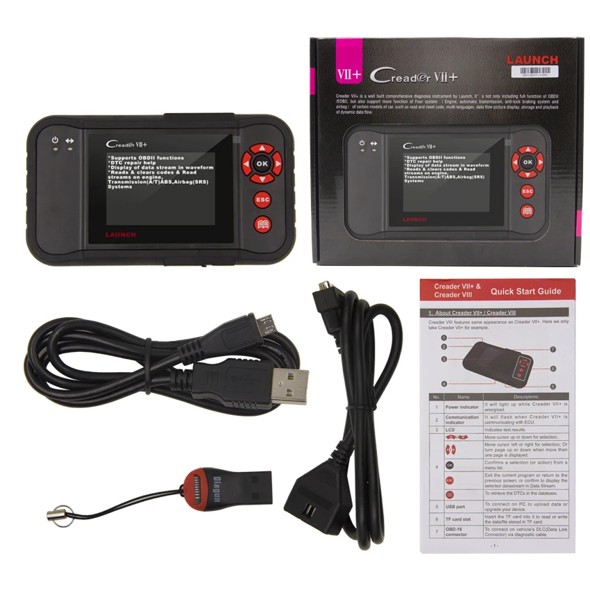 LAUNCH X431 CRP123 Creader vii OBD2 автомобильный сканер ABS подушка безопасности SRS Трансмиссия двигателя автомобиля диагностический инструмент Бесплатное обновление