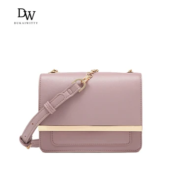 

DUKAIWITTY 2020 new women's bag elegant temperament metal edge flip chain small square bag shoulder crossbody bag