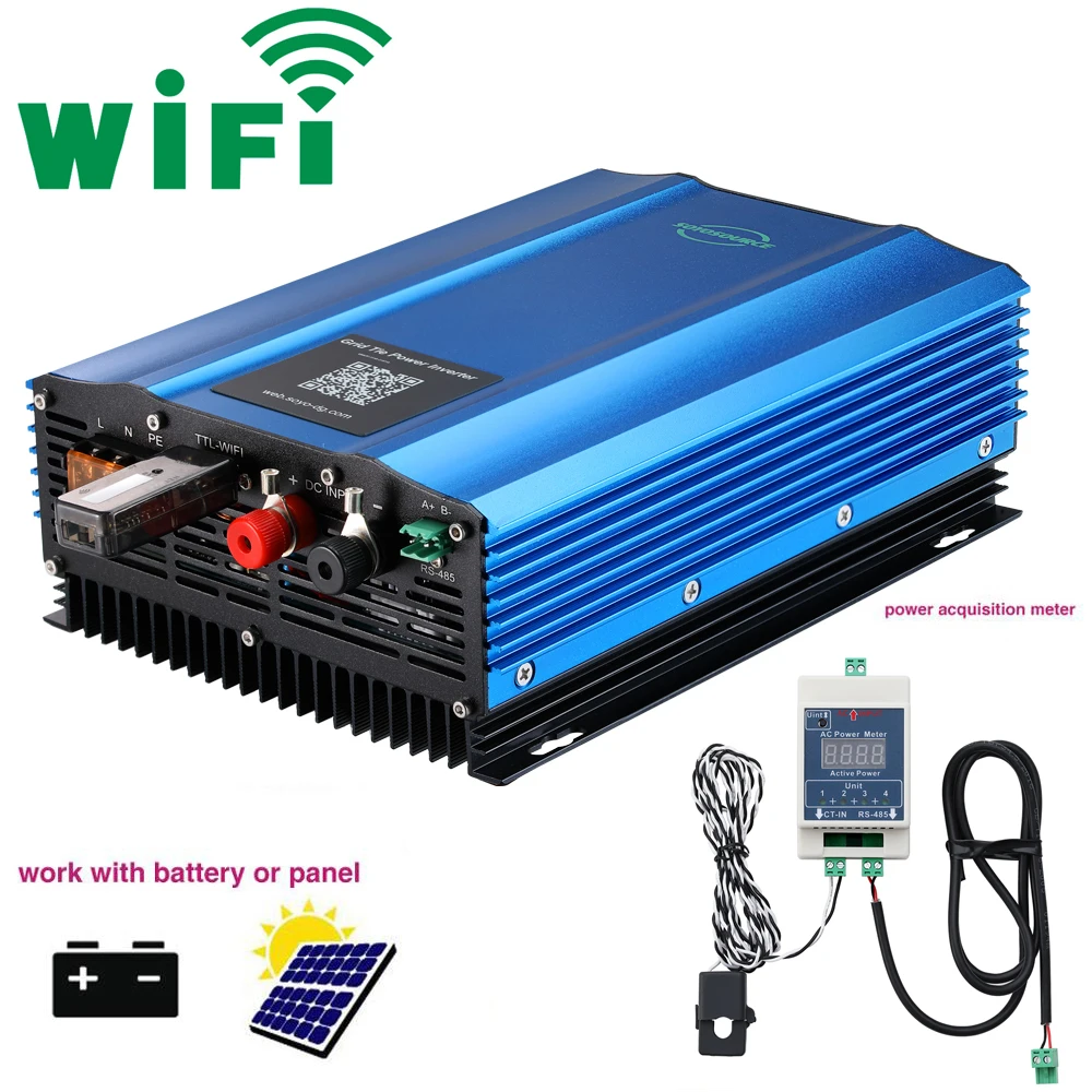 2022 New! 1200W Solar Grid Tie Inverter Can Work With Batteries Bank DC