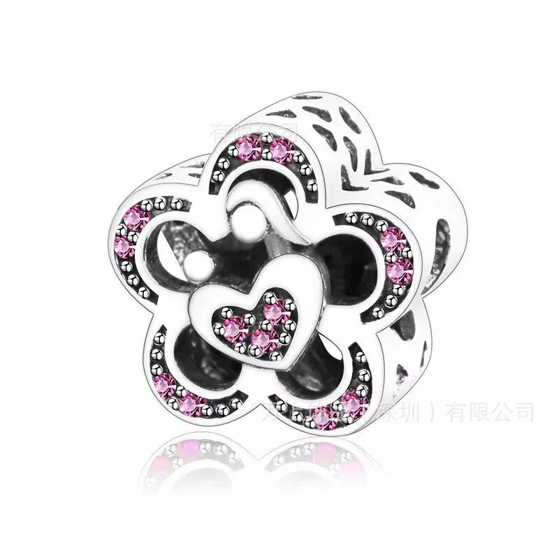 A2003 Подходит к оригинальному браслету Pandora, 925 пробы, серебро, циркон, Бабочка, любовь, цветок, шарм, бисер, сделай сам, изготовление ювелирных изделий, Berloque - Цвет: A2003