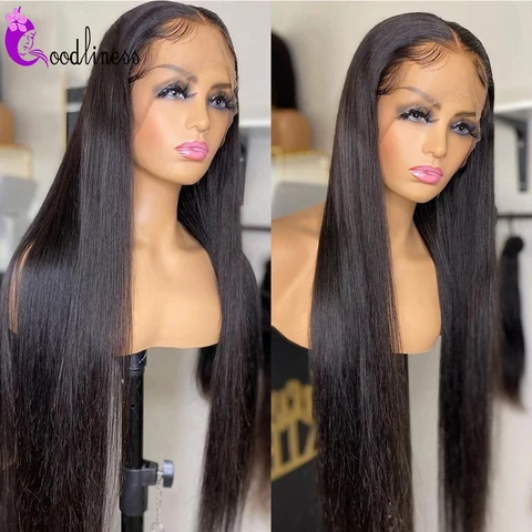 Goodliness Straight Lace Front Wig Human Hair Wigs Peruvian 4x4 5x5 13x4 Glueless Lace Frontal Human Hair Wigs Girl Hair Wigs