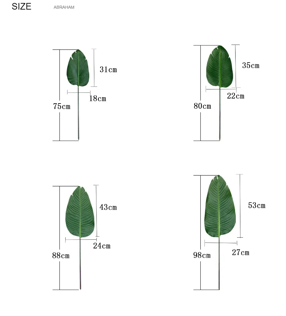 98 см 3 шт. пластиковая Пальма листья тропические большие искусственные пальмовые ветки Зеленые искусственные растения искусственный банан лист для украшения дома и офиса