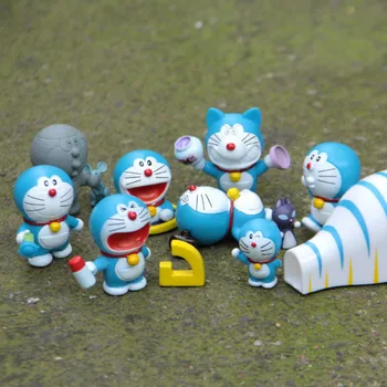 

8pcs/lot Play House Doraemon Creative Micro Garden Landscape Cute Decoration Portrait Action Figures Toy Kid Christmas Gifts