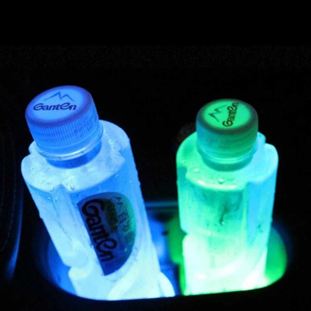 2 Pieces Car USB Rechargeable Cup Bottle Drink Holder Mat Pad LED Pink