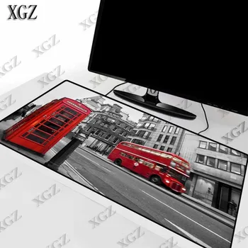 

XGZ London Red Telephone Box Large Gaming Washable Game Player Pad Computer Keyboard Mouse Lock Edge Mat Table