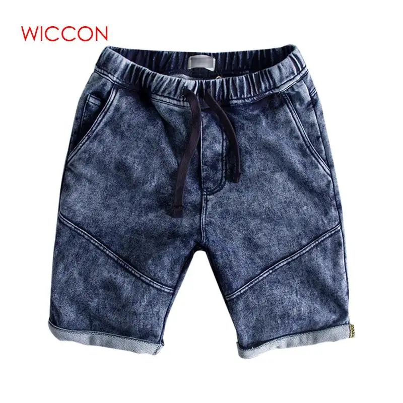 Повседневные мужские шорты с эластичной резинкой на талии, новые серые потертые мужские джинсовые шорты, мужские ковбойские шорты