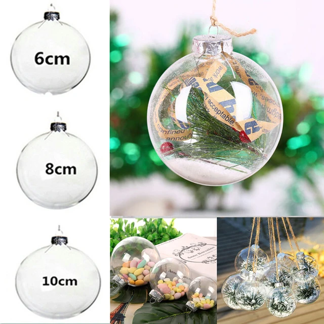 Clear Plastic Christmas Balls Baubles Sphere DIY Fillable Xmas