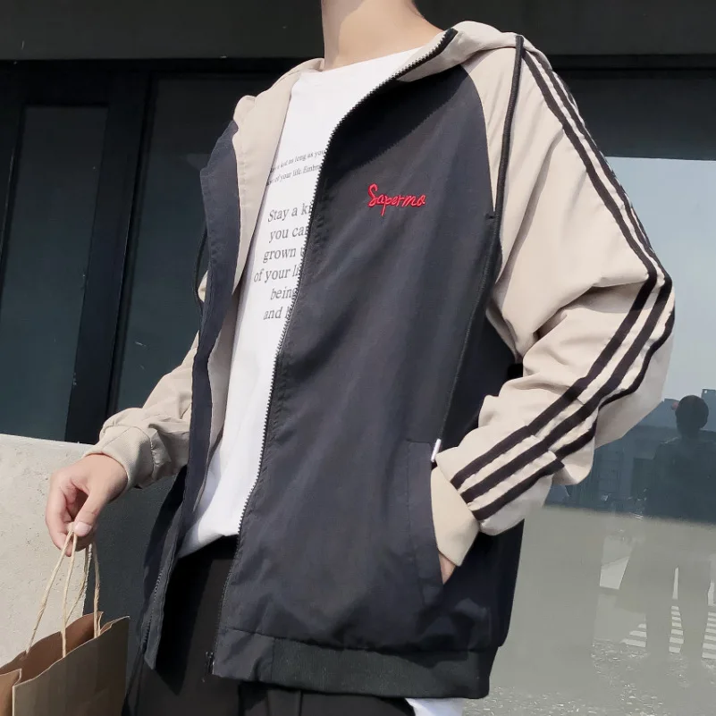 

2018 Autumn New Style Jacket Men's Korean-style Hooded Mixed Colors Coat Students School Couples Coat Tops Fashion Men'S Wear