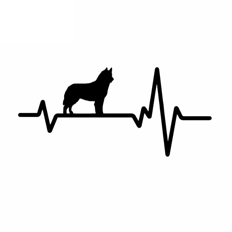 

Creative Heartbeat Line Dog Siberian Husky Bulldog Car Sticker Motorcycle Accessories Cover Scratches Waterproof PVC 18cm X 8cm