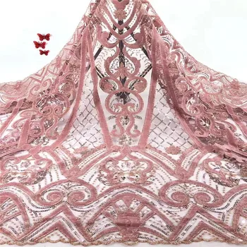 

Best Selling 2019 Products African Velvet Lace Fabric with Sequins High Quality French Mesh Lace for Party Dress