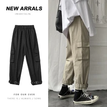 Мужские свободные штаны высокого качества, активные эластичные хип-хоп спортивные штаны, хлопковые повседневные штаны, черные/кахаки цветные брюки-карго M-2XL