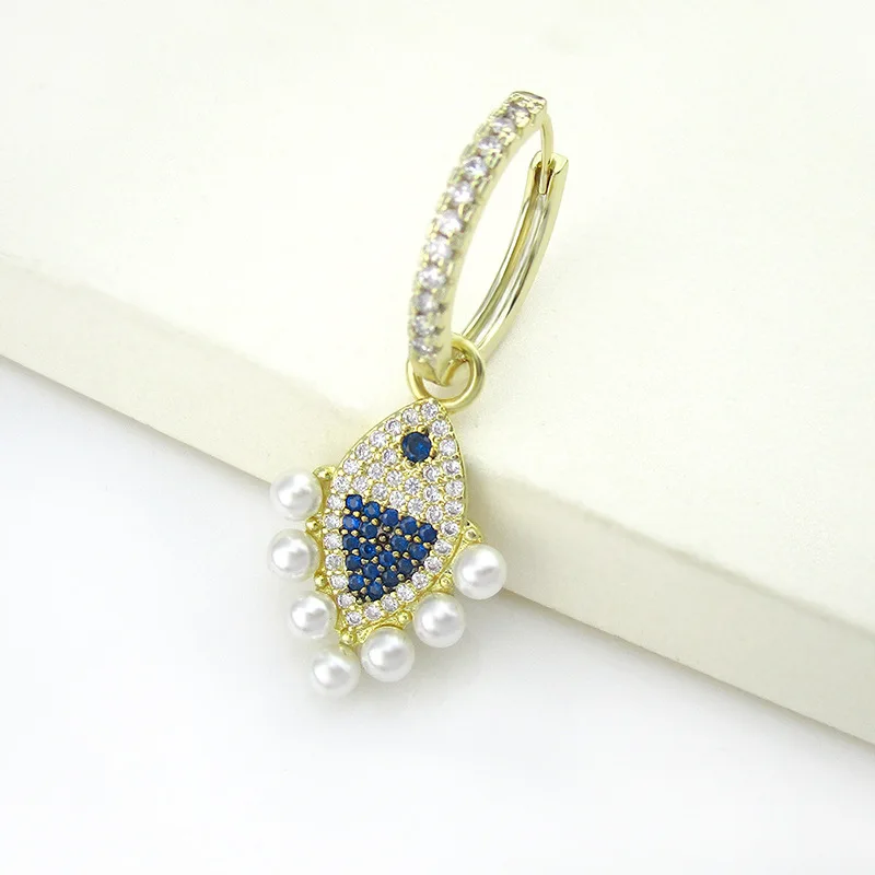 Новая рыба приносящая удачу одиночный золотой цвет женские серьги с жемчугом