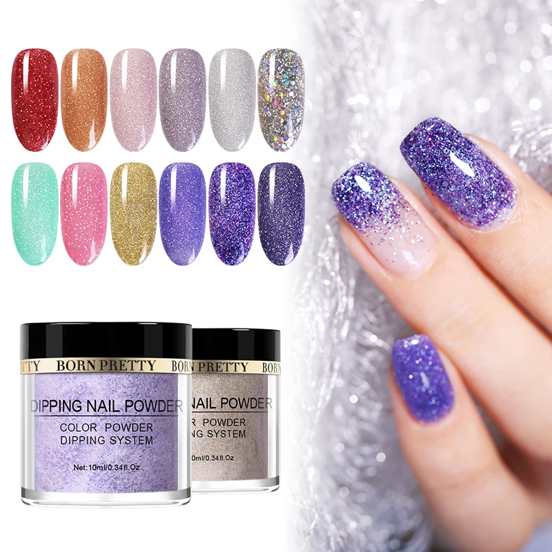 BORN PRETTY 10ml Dipping Nail Powder Glittery Glitter Nature Dry Without Lamp Cure Carving Dip Power Art Decor | Красота и здоровье