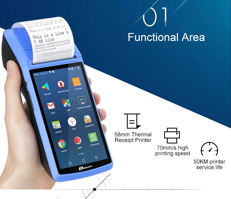 Веха пос-терминал принтер чековый сенсорный экран Bluetooth wifi GPRS POS машина USB SIM Портативный беспроводной Android MHT-M1