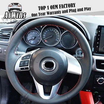 

ABS Chrome Steering Wheel Protection Circle Sequins Cover Sticker For Mazda CX5 CX5 2015-2016 steering wheel Control button trim