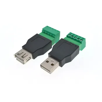 

USB 2.0 A Screw Terminal Block USB 2.0 A Female Male Jack to 5 Pin Screw Shield terminals Type Adapter