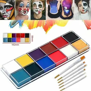 

Tattoo Face Palette Body Paint Make Up Oil Painting Art Halloween Party Fancy Waterproof Beauty Makeup Brush Eyeshadow Kit