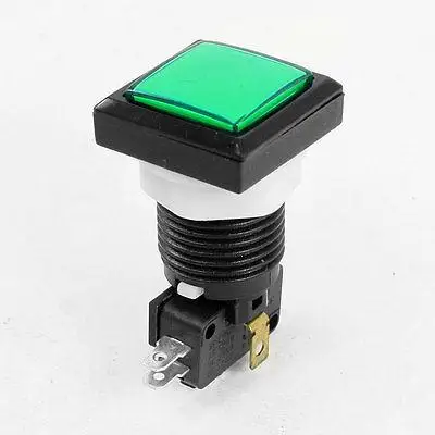 

Panel Mount Green Indicator SPDT Momentary Game Square Push Button Switch