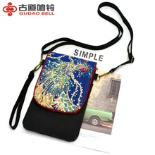 Стиль вышивка сумка женская блесток Вышитая мини холщовая ручная сумка через плечо большой экран мобильный телефон мешок поколение