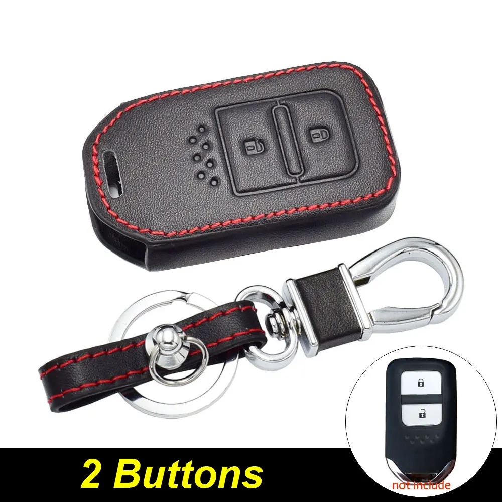 2 Buttons ATOBABI кожаный чехол для ключей автомобиля электронный контроллер дросселя для Honda Civic CRV Fit XRV Crider Vezel Jade Spirior 9 Accord пульт дистанционного управления Fob Shell Cover Bag - Название цвета: 2 Buttons