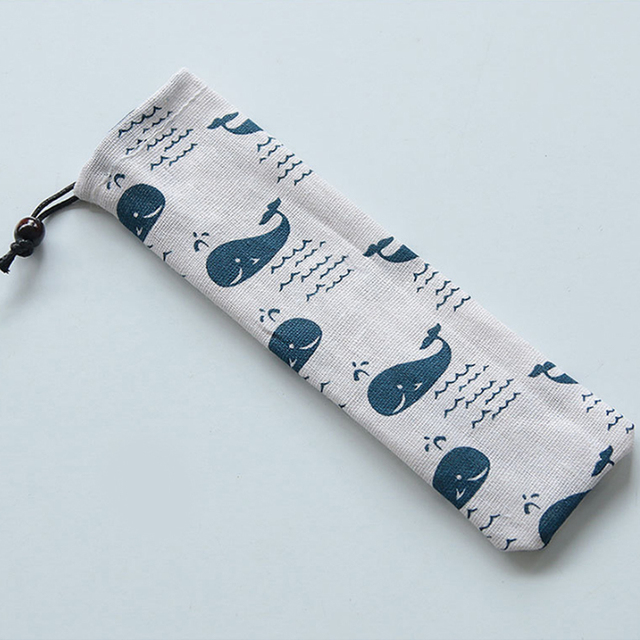 Style Cutlery Bag Reusable Travel Drawstring Pouch for Kitchen Tableware Fork, Spoon, Bamboo Chopsticks, Cleaning Brush