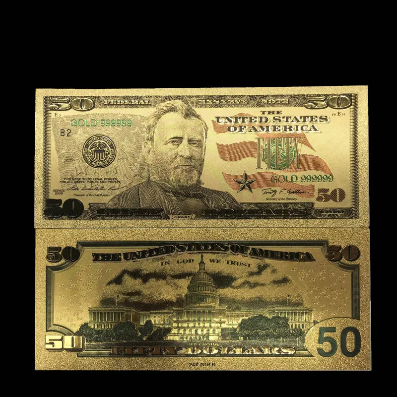 100 шт/Партия Красочные год США Трамп банкноты 100 доллар банкнота в 24K позолоченные бумажные деньги для подарков - Цвет: 50