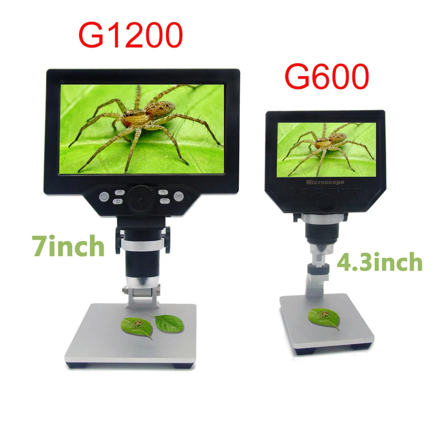 Najtaniej G1200 1 1200X HD cyfrowy mikroskop mikroskop wideo 12MP 7 Cal kolorowy ekran LCD wyświetlacz ciągłe wzmocnienie lupa