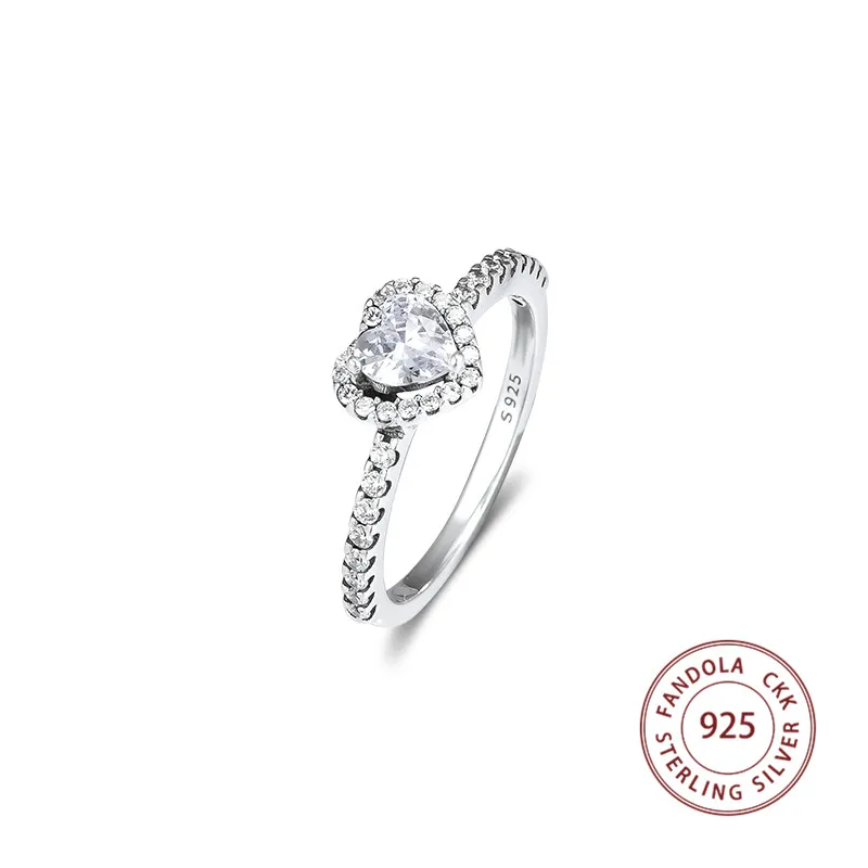 Fandola Сверкающее кольцо в виде сердца, femme, 925 пробы, серебро, прозрачный CZ, обручальные кольца для женщин, модные ювелирные изделия, anillos mujer