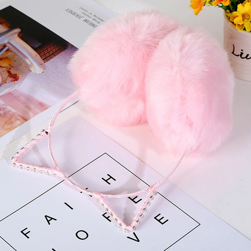 Earmuff Apparel Accessories Winter Cat Ear Muff Cute Kids 4 Colors Haarband Winter Strass Orejeras De Invierno Para Ears Cover