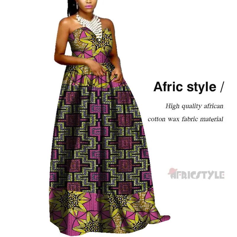 

2020 African Dresses for Women Bazin Riche Ankara Print Patchwork Long Dresses Dashiki African Design Clothing WY6245