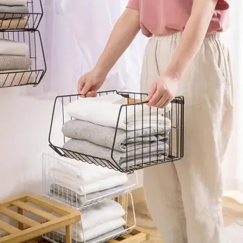 

2020New Bedroom Shelf Closet Organizer Storage Shelf Underwear Bra Clothes Storage Rack Hanging Basket Cabinet Iron Shelves