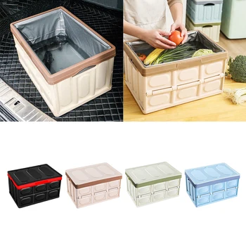 

Car Trunk Storage Box Collapsible Storage Bins with Lid Black_55L