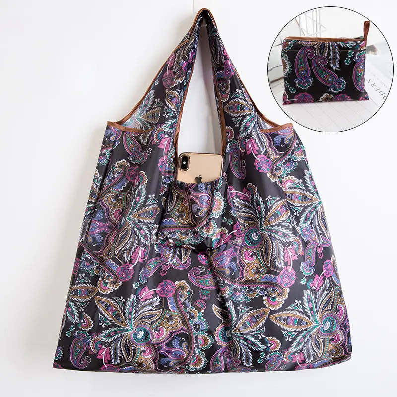 BIG Eco-Friendly Folding Shopping Bag Reusable Portable Shoulder Handbag for Travel Grocery Fashion Pocket Tote - Image 26