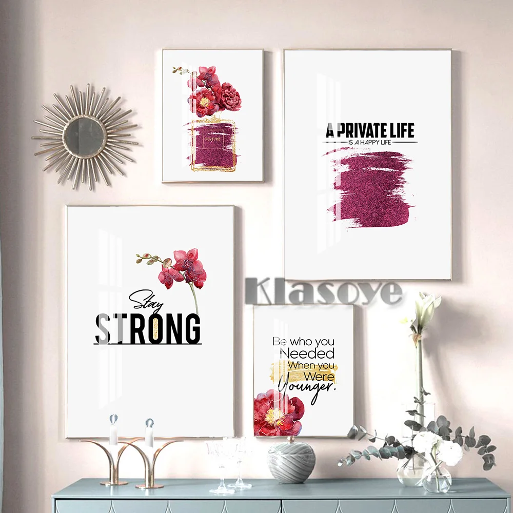 

Flower Art Prints Positive Inspirational Quote Modern Minimalist Poster Fashion Perfume Wall Picture Canvas Painting Home Decor