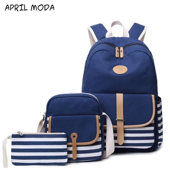 

3Pcs/set Women Canvas School Backpacks College Schoolbag Fashion Plecak for Teenager Girl And Boys Rucksack Moclila Shoulder Bag