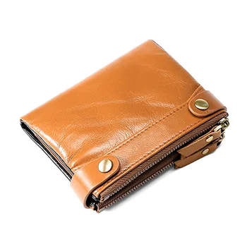 

New Small Wallet Men Crazy Horse Wallets Coin Purse Quality Short Male Money Bag Rifd Cow Leather Card Wallet