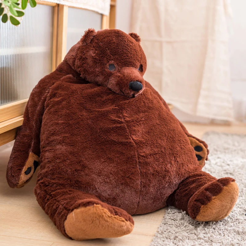 

50/100cm Brown Bear Plush Toy Dolls Simulation Stuffed Animals Plushie PP Cotton Soft Toys Pillow Cushion Home Decoration