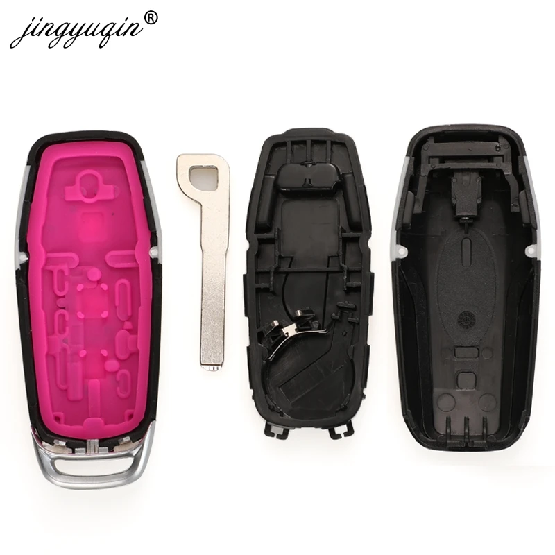 Jinyuqin умный чехол для дистанционного ключа для Ford Mondeo 2,0 T KUGA Mustang EDGE автомобильный Стайлинг 3 кнопки Серебряная лента замена оболочки ключа