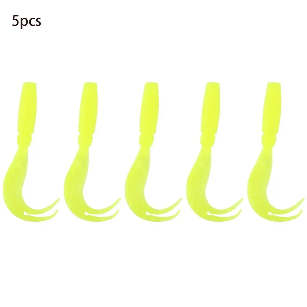 florescent yellow MNA-014 профессиональный 5 шт./компл. рыболовные приманки 75 мм/3,3g Shoft приманки с витой вилка-задний крючок Форма - Цвет: florescent yellow