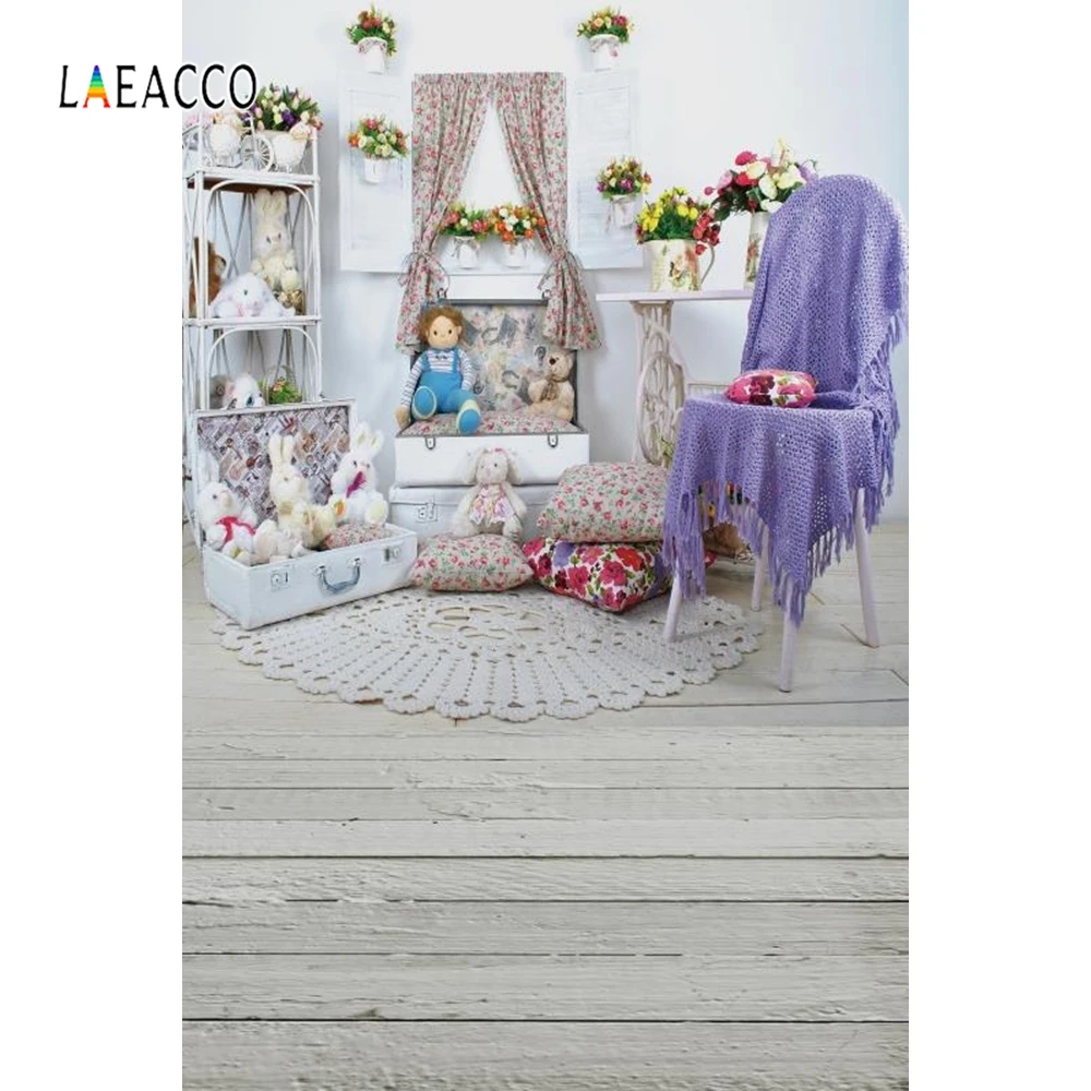 Laeacco пасхальные Фото фоны фотография кролики куклы занавески стул подушка