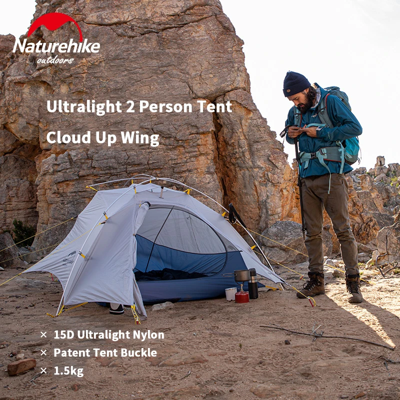 Палатка Naturehike CloudUp Wing туристическая Ультралегкая на 2 человек 15D 1 5 кг с бесплатным