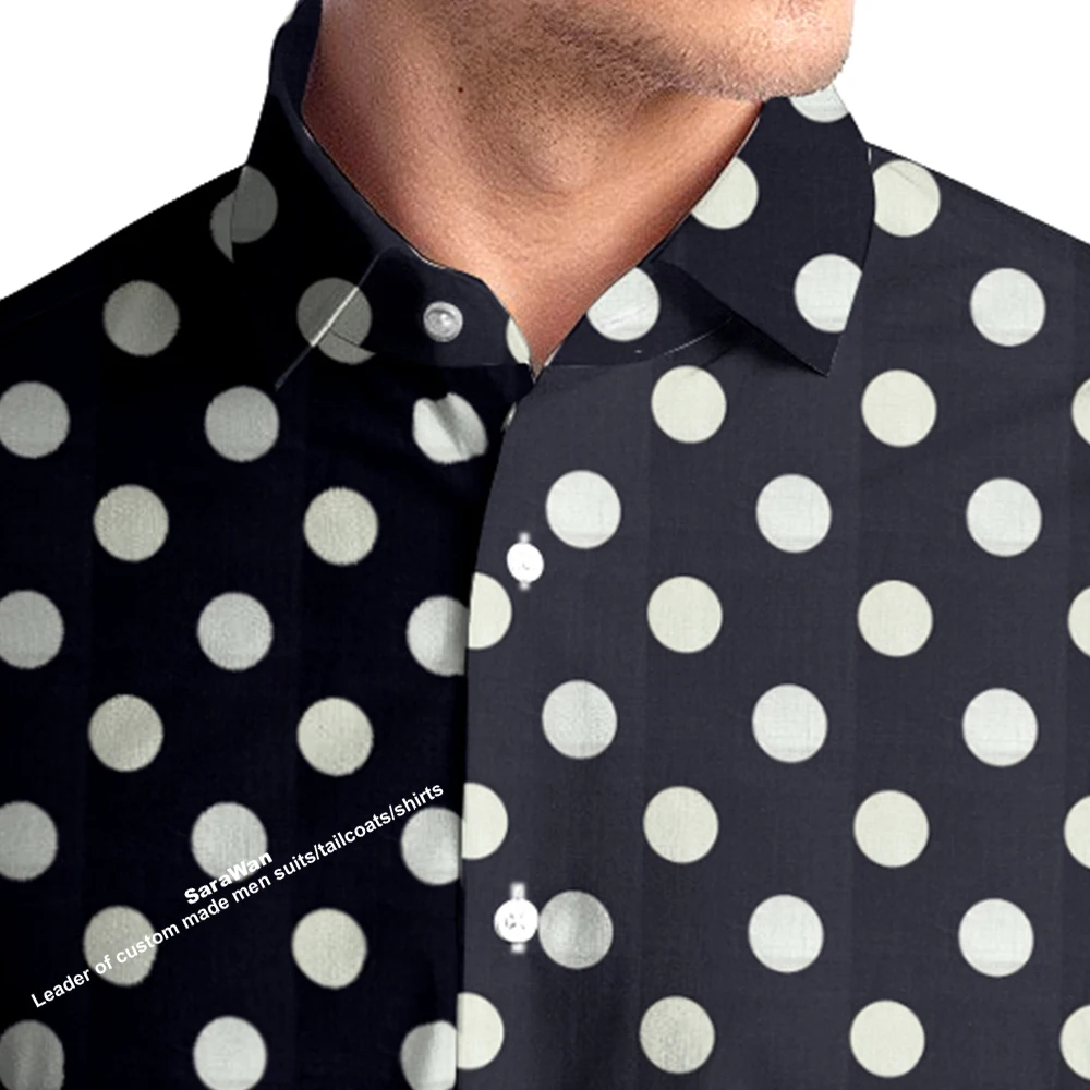 Midnight Blue Polka Dot Dress Shirt 